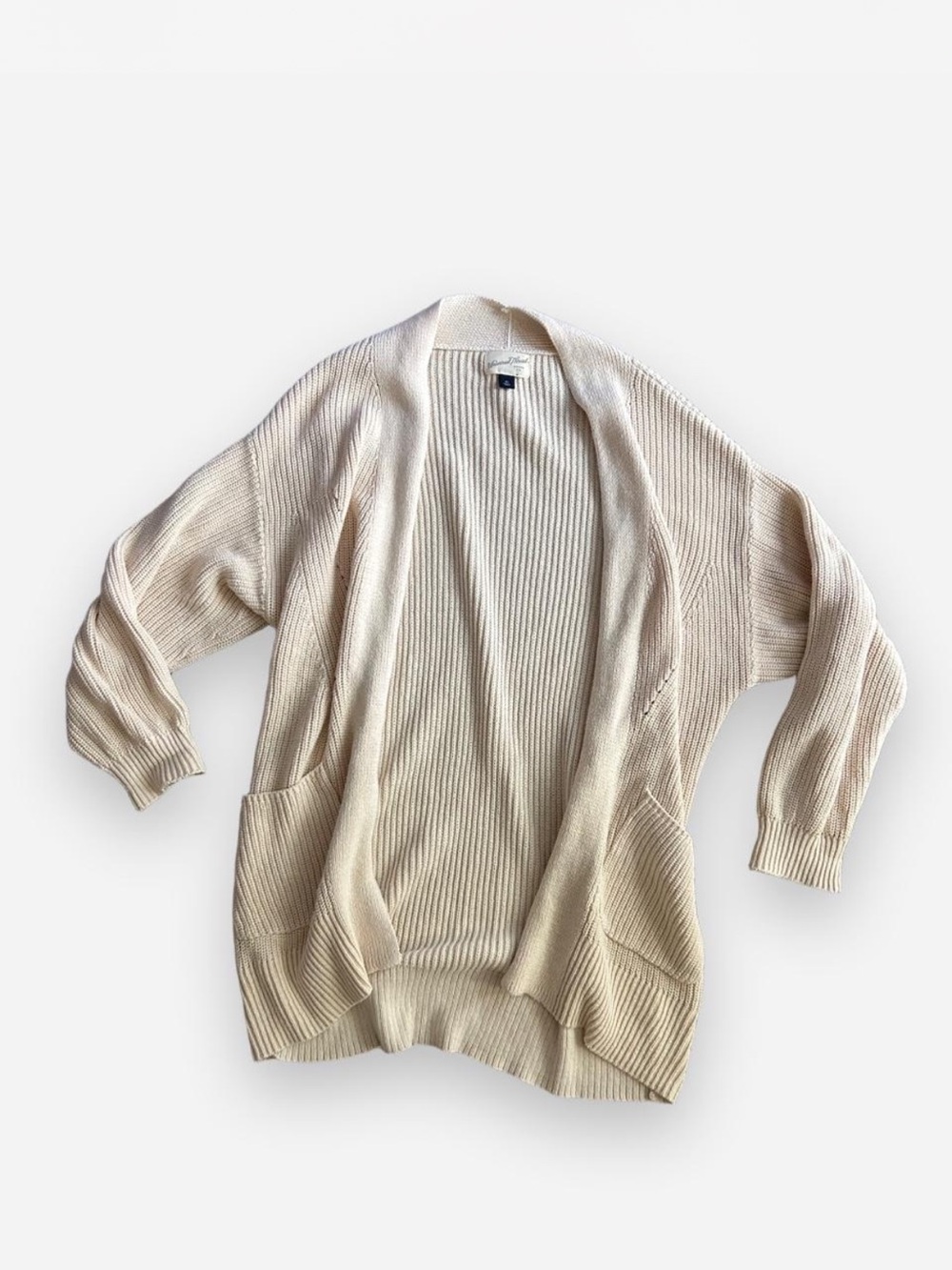 Universal Thread Cream Ribbed Open-Front Cardigan